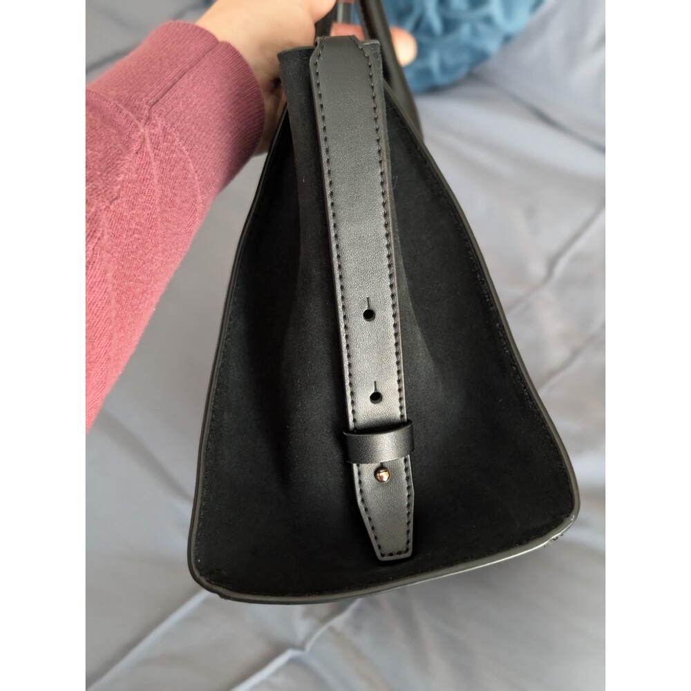 Michael Kors Large Avril Leather Satchel Crossbody Bag Black Suede & Leather - Picture 8 of 8